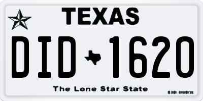 TX license plate DID1620