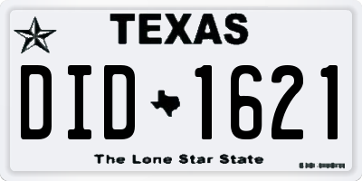 TX license plate DID1621