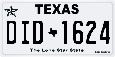 TX license plate DID1624