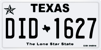 TX license plate DID1627