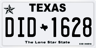 TX license plate DID1628