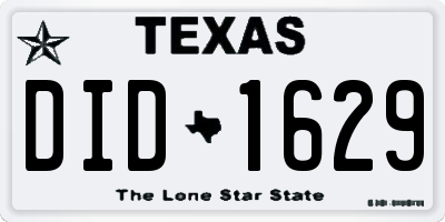 TX license plate DID1629