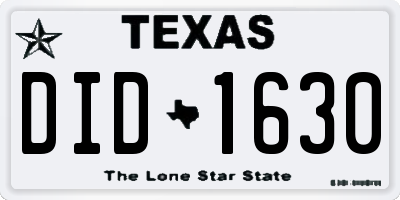 TX license plate DID1630