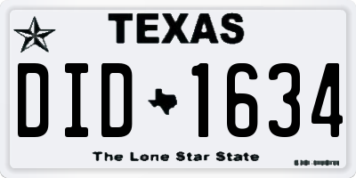 TX license plate DID1634