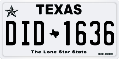 TX license plate DID1636