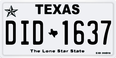 TX license plate DID1637
