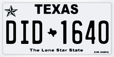 TX license plate DID1640