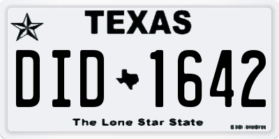 TX license plate DID1642