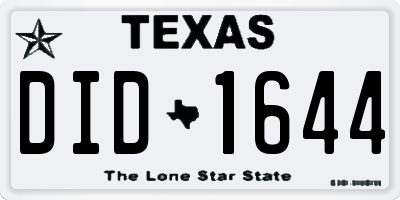 TX license plate DID1644
