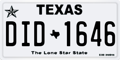 TX license plate DID1646