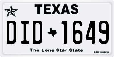 TX license plate DID1649