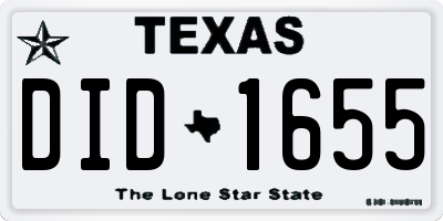 TX license plate DID1655
