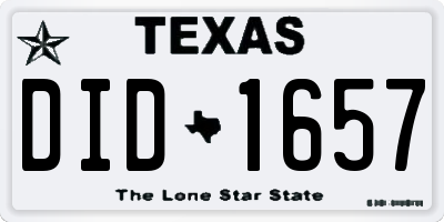 TX license plate DID1657
