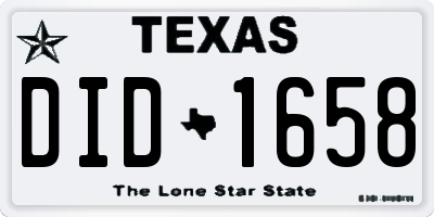 TX license plate DID1658
