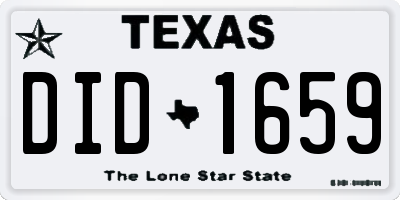 TX license plate DID1659