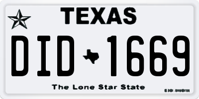 TX license plate DID1669