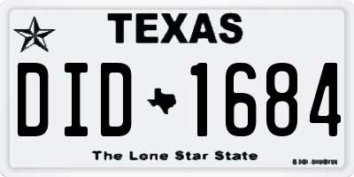 TX license plate DID1684
