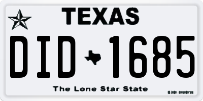TX license plate DID1685