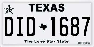 TX license plate DID1687