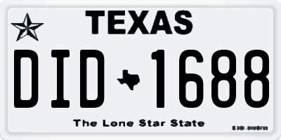 TX license plate DID1688