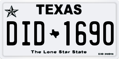 TX license plate DID1690