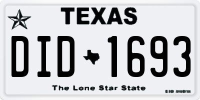 TX license plate DID1693