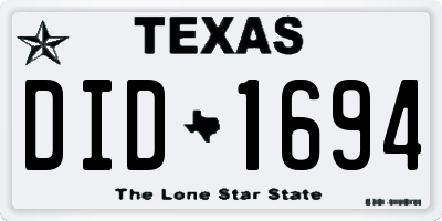 TX license plate DID1694