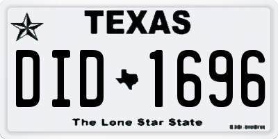 TX license plate DID1696
