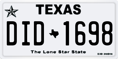 TX license plate DID1698