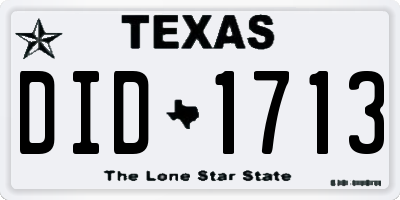 TX license plate DID1713