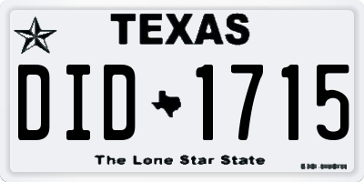 TX license plate DID1715