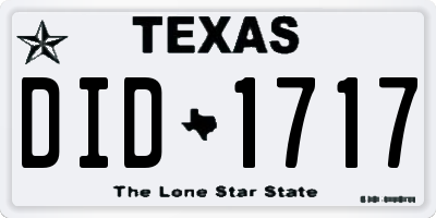 TX license plate DID1717