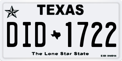 TX license plate DID1722