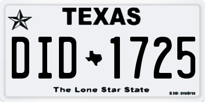 TX license plate DID1725
