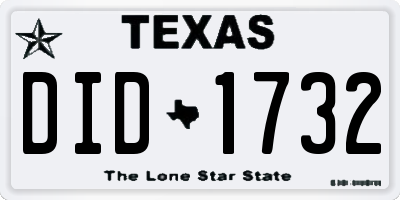TX license plate DID1732