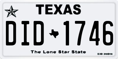 TX license plate DID1746