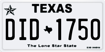 TX license plate DID1750