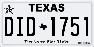 TX license plate DID1751