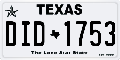TX license plate DID1753
