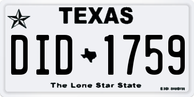 TX license plate DID1759