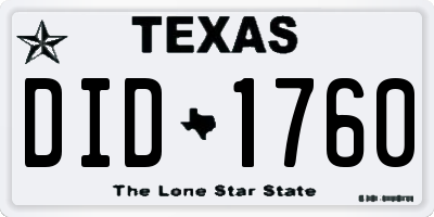 TX license plate DID1760
