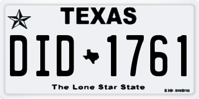 TX license plate DID1761