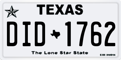 TX license plate DID1762