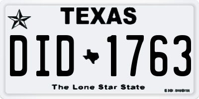 TX license plate DID1763