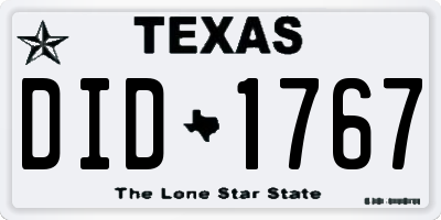 TX license plate DID1767