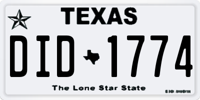 TX license plate DID1774