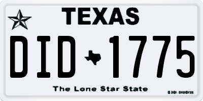 TX license plate DID1775