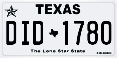 TX license plate DID1780