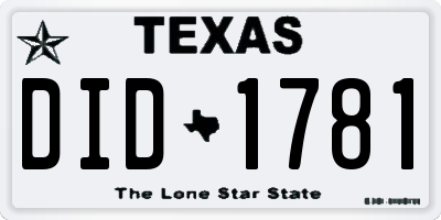 TX license plate DID1781