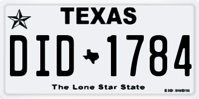 TX license plate DID1784